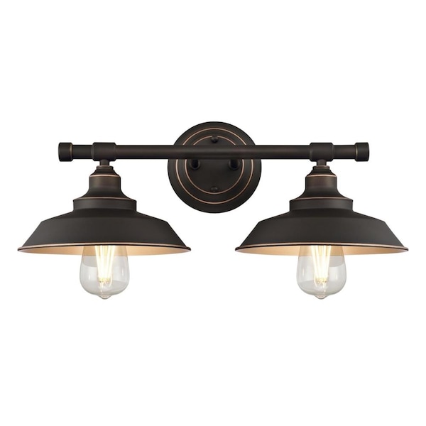 Westinghouse Two-Light Indoor Wall Fixture Iron Hill ORB, Metal Shades 6354800 - main